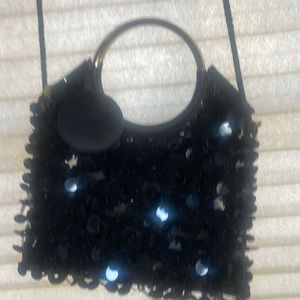 Black sequin over the shoulder or clutch bag